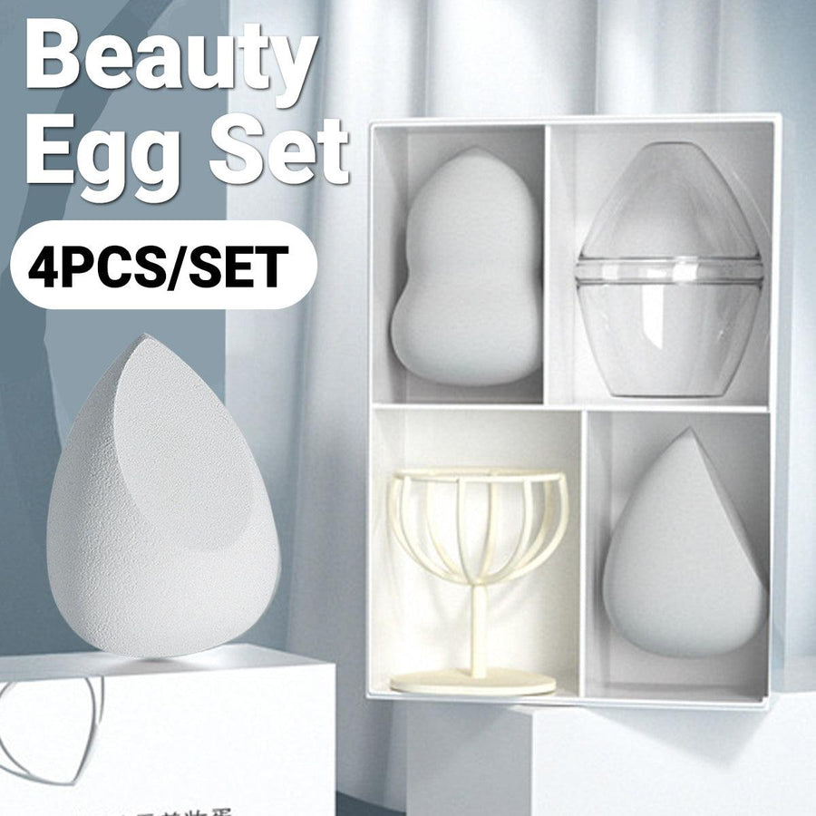 Makeup Sponge Egg Set with Holder and Storage Box, 4 Piece
