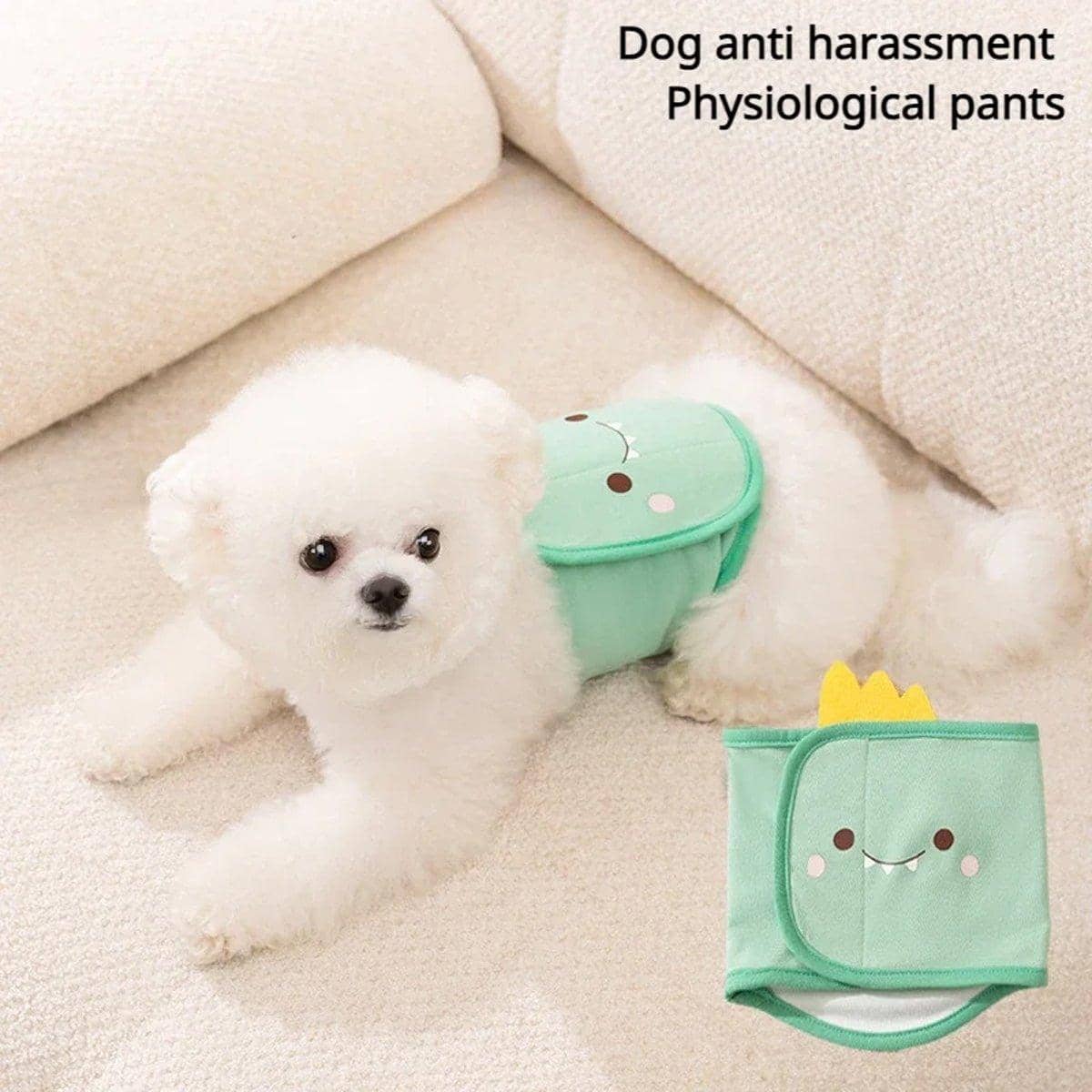 Male Dog Belly Band Diaper Pants, Washable and Reusable - Green Dinosaur, Small (34 x 10 cm) - view 4