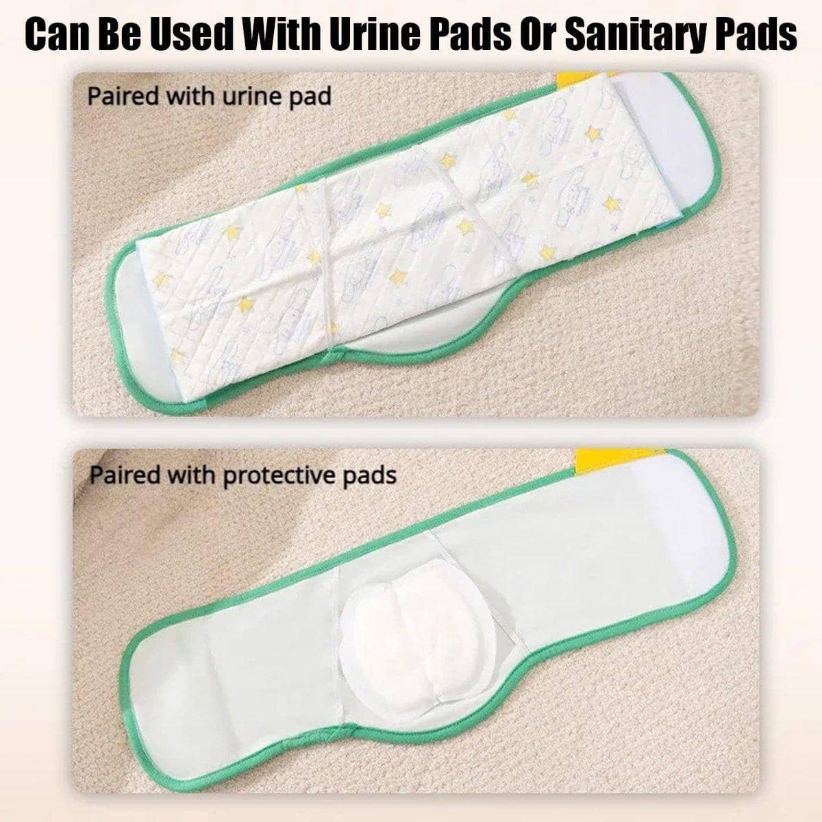 Male Dog Belly Band Diaper Pants, Washable and Reusable - Yellow Cat Face, Medium (40 x 12 cm) - view 5