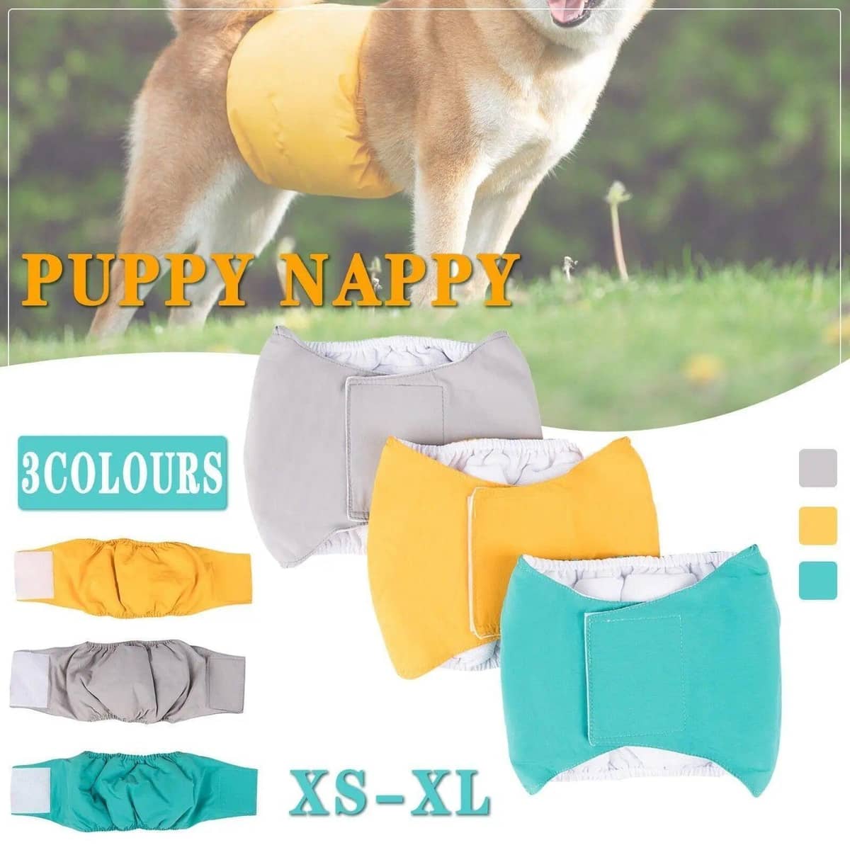 Male Dog Nappy Belly Wrap Band - Teal Green, XL (Waist 62-75 cm) - view 2