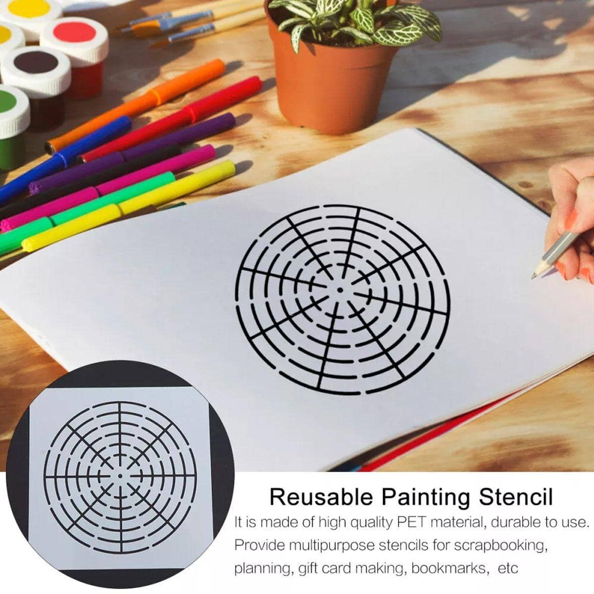Mandala Stencil Set for Painting and Crafts, Reusable PET Templates, Set of 30 - view 4
