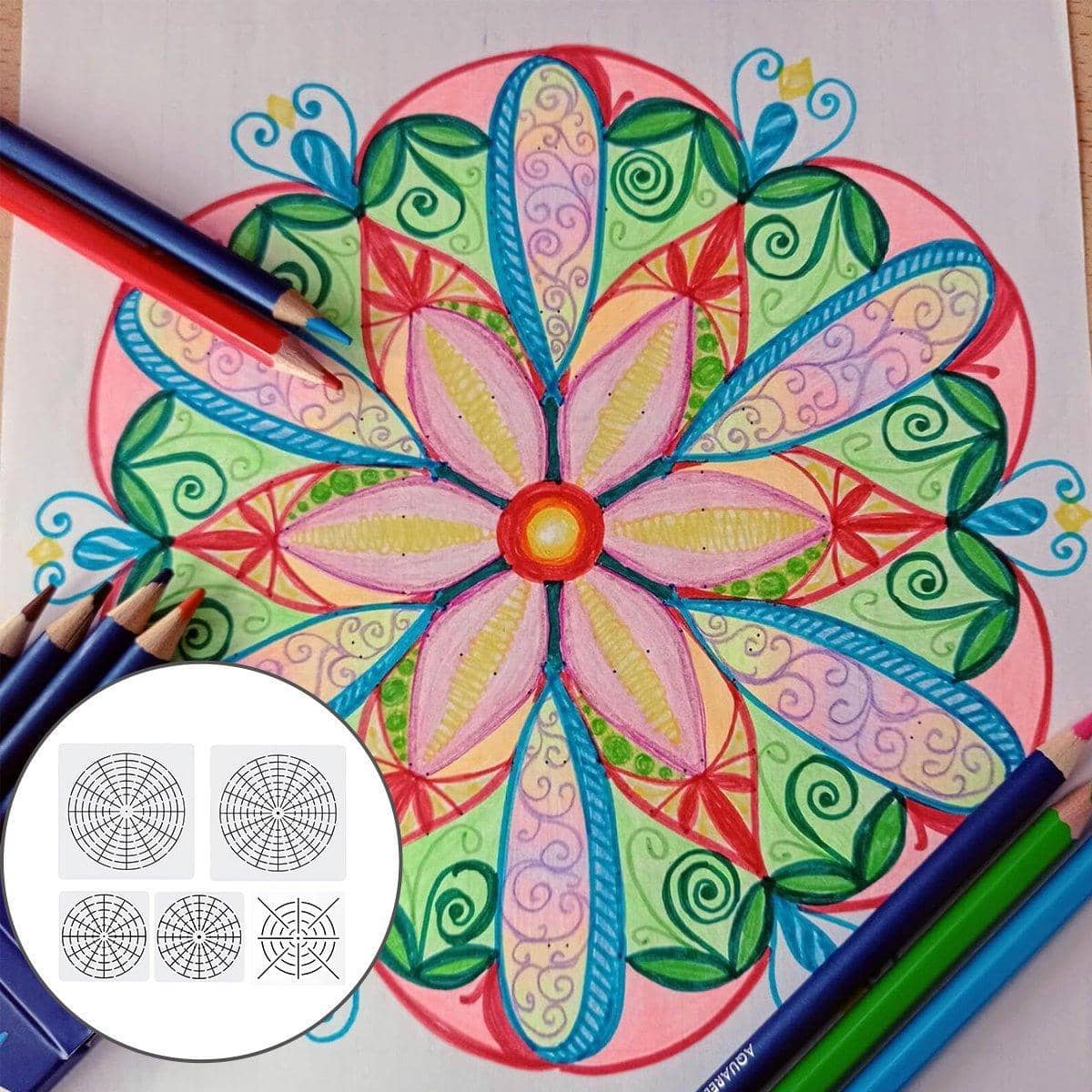 Mandala Stencil Set for Painting and Crafts, Reusable PET Templates, Set of 30 - view 5
