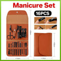Manicure and Pedicure Set, 16 Piece - Brown Case
