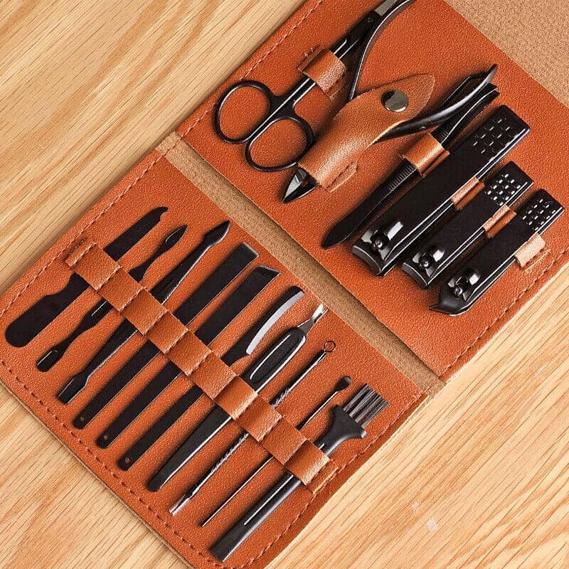 Manicure and Pedicure Set, 16 Piece - Brown Case - view 5