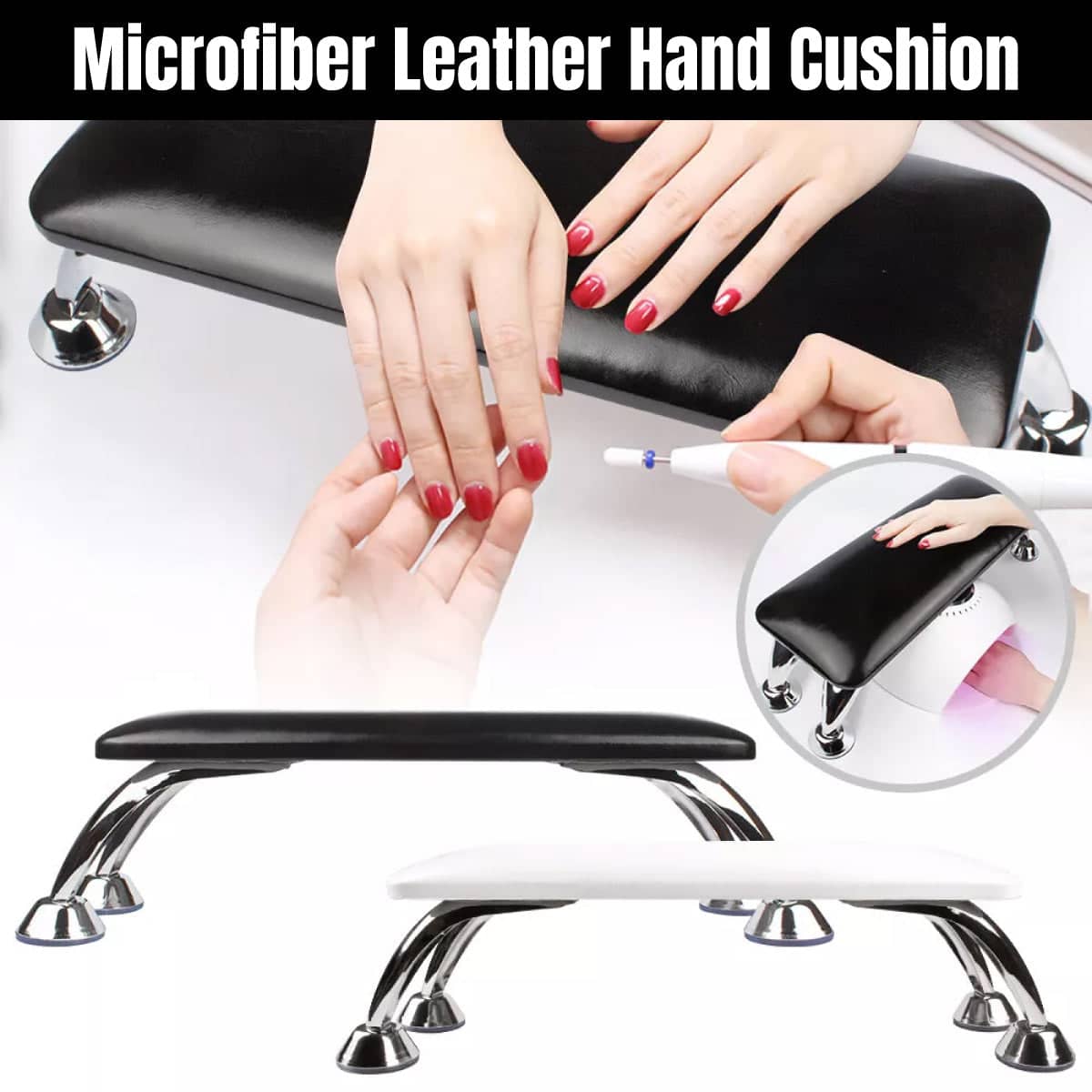 Manicure Hand Rest Cushion with Stable Stand for Nail Art - Black - view 2