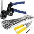 Manual Cable Tie Gun Set with 100 Stainless Steel Self Locking Ties for Cargo Bundling - view 2