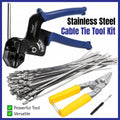Manual Cable Tie Gun Set with 100 Stainless Steel Self Locking Ties for Cargo Bundling - view 4