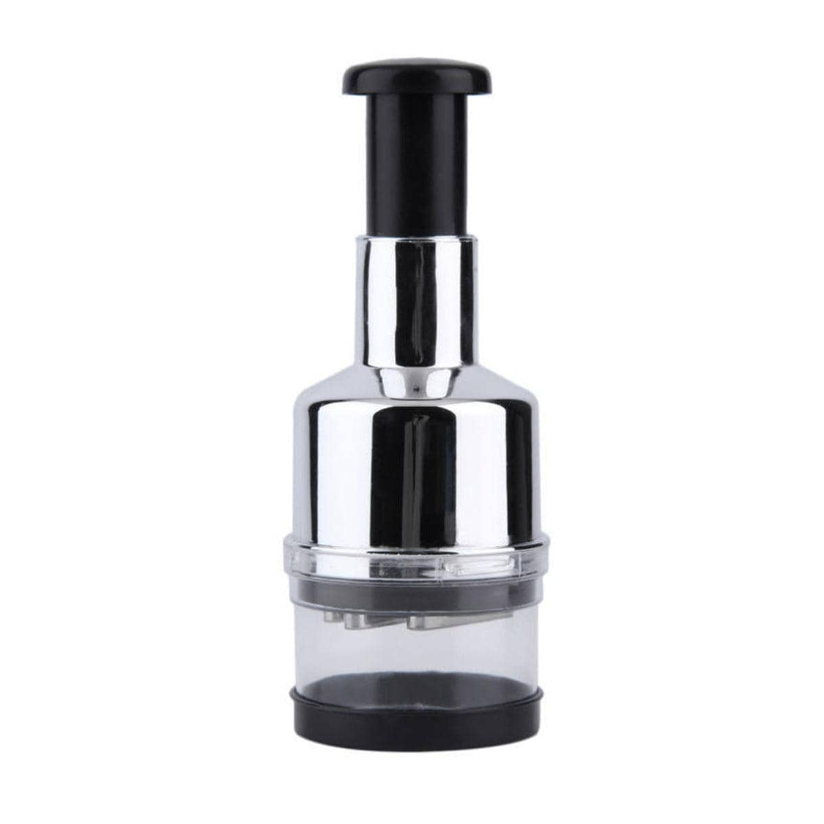 Manual Garlic and Vegetable Chopper with Stainless Steel Blades - Silver