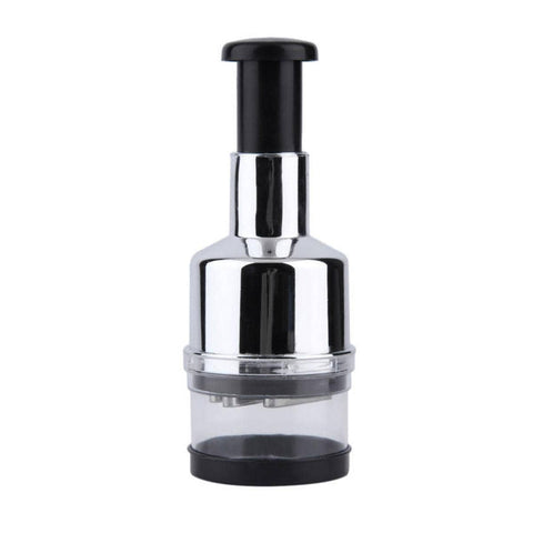 Manual Garlic and Vegetable Chopper with Stainless Steel Blades - Silver