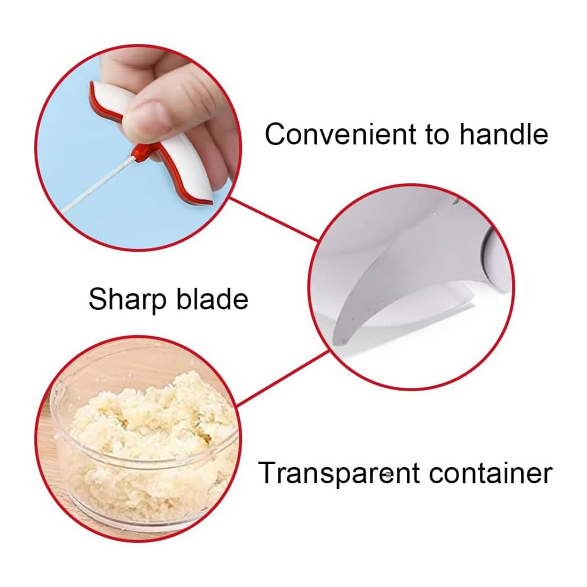 Manual Garlic Chopper with Pull Cord and 304 Stainless Steel Blade, 170 ml - view 4