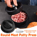 Manual Hamburger Press Round Patty Mould with 100 Wax Paper Discs - Black