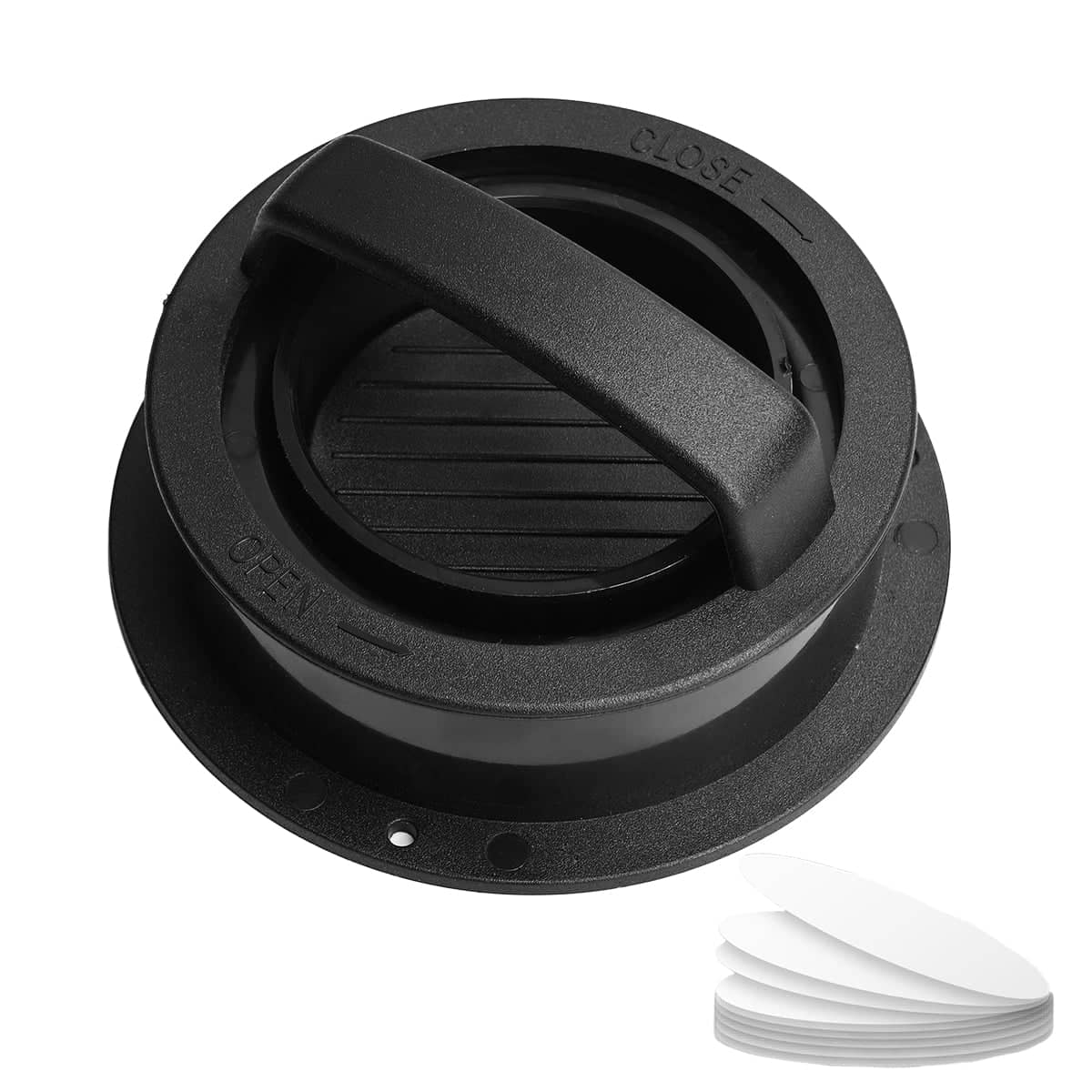 Manual Hamburger Press Round Patty Mould with 100 Wax Paper Discs - Black - view 2