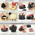 Manual Hamburger Press Round Patty Mould with 100 Wax Paper Discs - Black - view 4