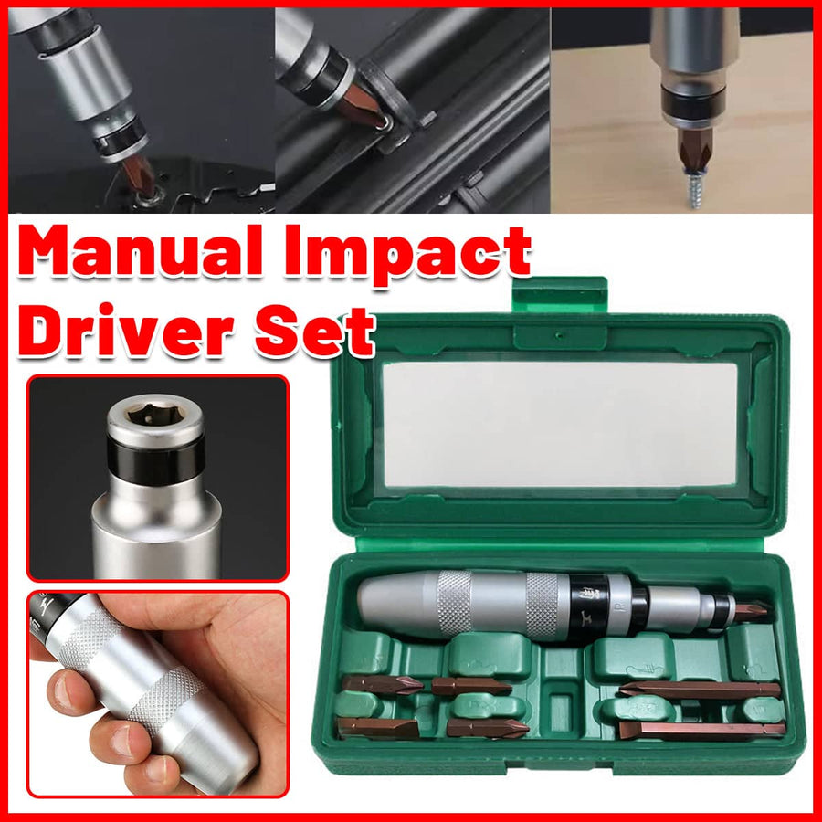 Manual Impact Driver Set 7 Piece Chrome Vanadium Steel with Storage Case