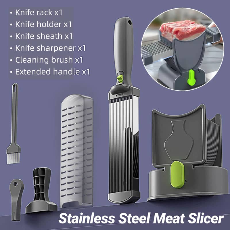 Manual Meat Slicer - Adjustable Thickness, Stainless Steel