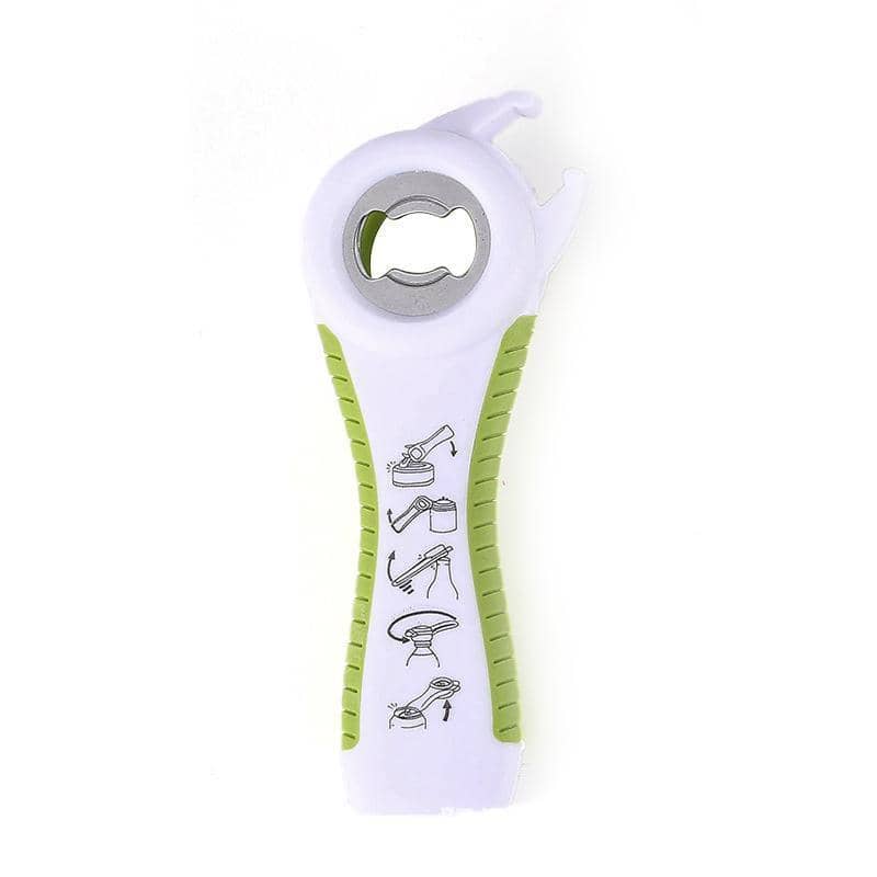 Manual Multifunction Bottle and Jar Opener, Non-Slip Grip - White and Green