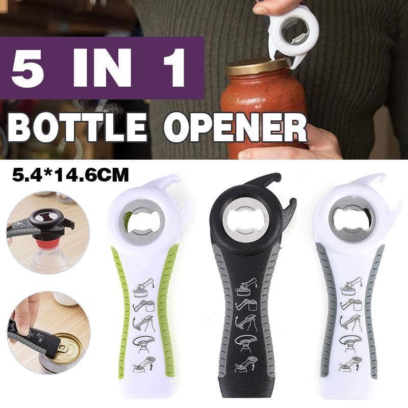 Manual Multifunction Bottle and Jar Opener, Non-Slip Grip - White and Green - view 2