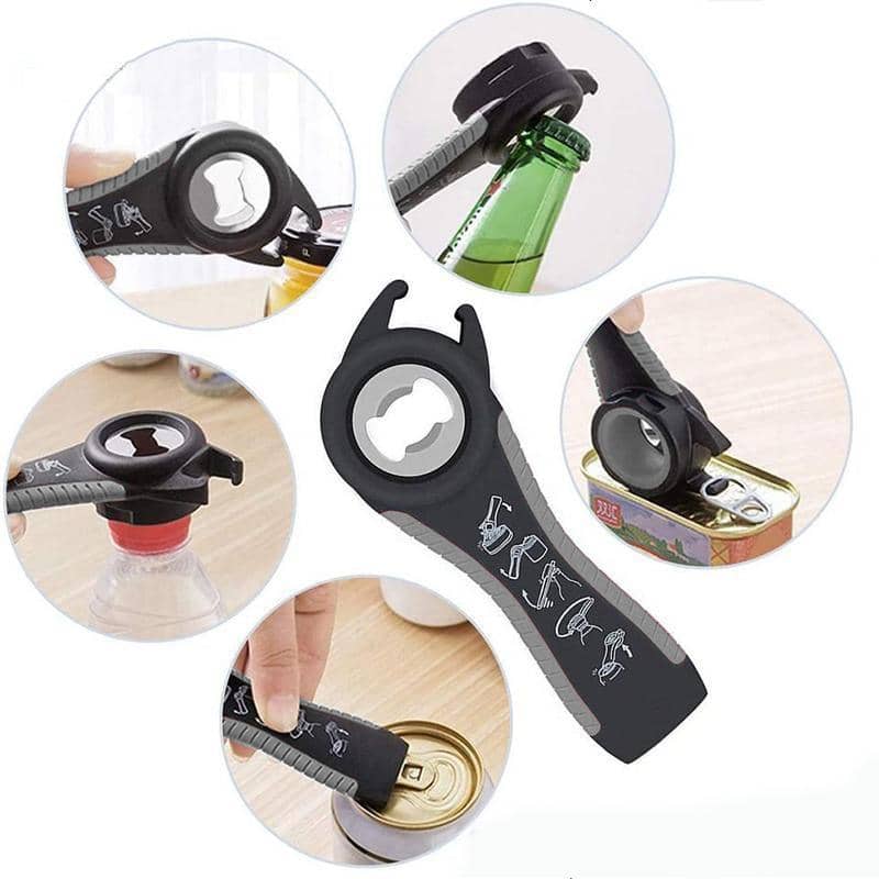Manual Multifunction Bottle and Jar Opener, Non-Slip Grip - White and Green - view 5