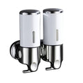 Manual Soap Dispenser Wall Mounted Hotel Shampoo Bottle Holder - Double Bottle (21.6 x 24.1 cm)