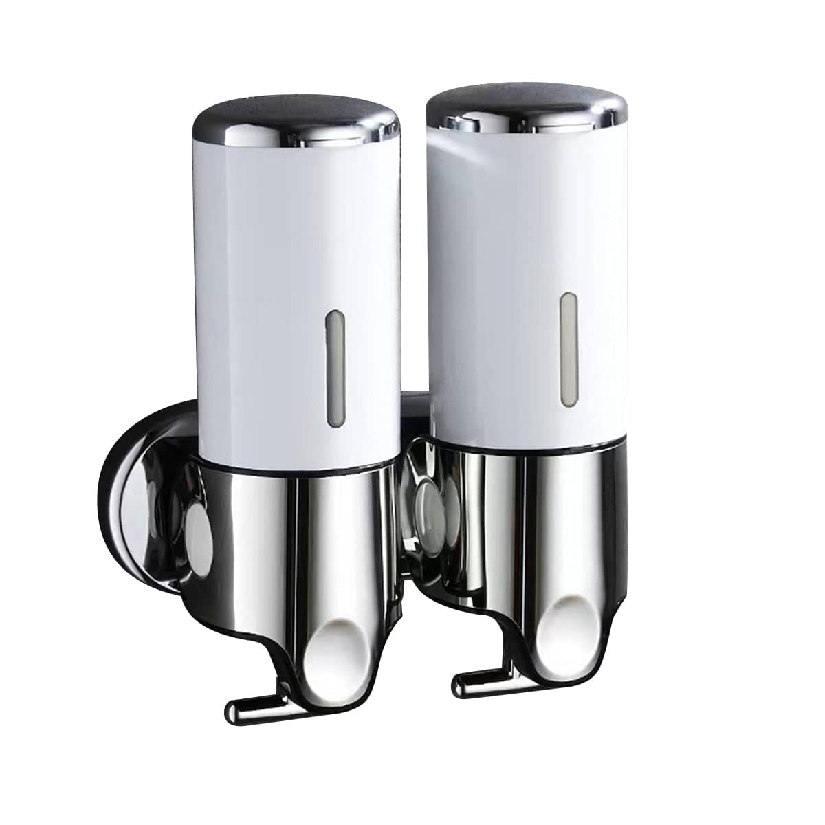 Manual Soap Dispenser Wall Mounted Hotel Shampoo Bottle Holder - Double Bottle (21.6 x 24.1 cm)