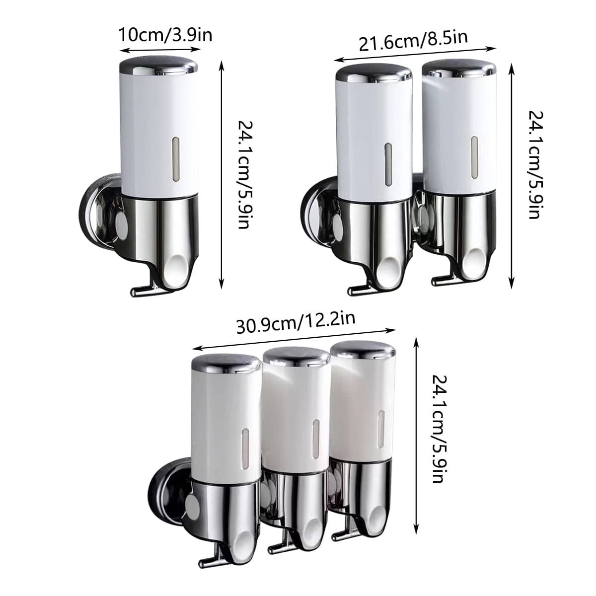 Manual Soap Dispenser Wall Mounted Hotel Shampoo Bottle Holder - Double Bottle (21.6 x 24.1 cm) - view 4