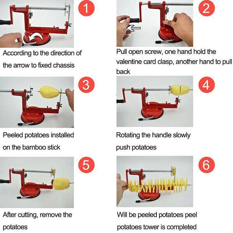 Manual Spiral Potato Slicer Tornado Twister - Red - view 5