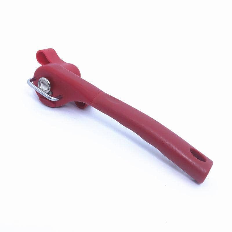 Manual Stainless Steel Can Opener with Smooth Edge Cut - Red
