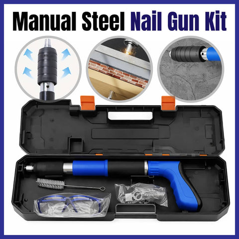 Manual Steel Nail Gun Kit, 5-Level Force Adjustment