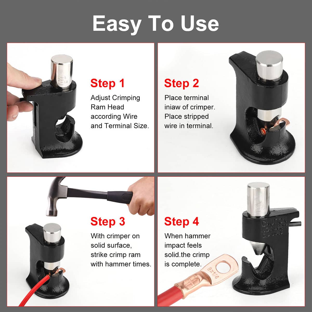 Manual Wire Crimping Tool for Lug Terminals, 3 mm² to 70 mm² Riveting Pliers - view 5