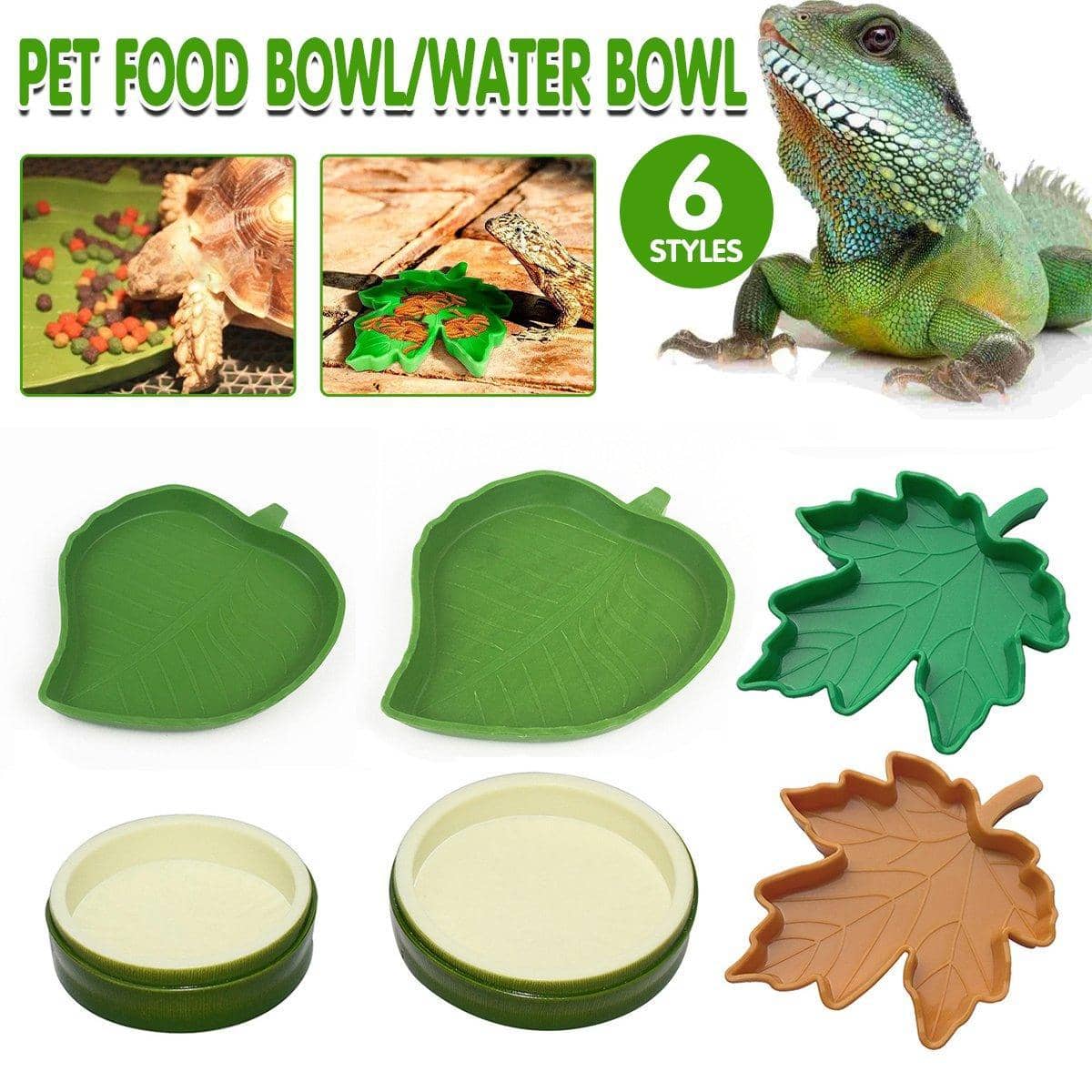 Maple Leaf Reptile Food and Water Dish - Green, 15.1 x 12 cm - view 2