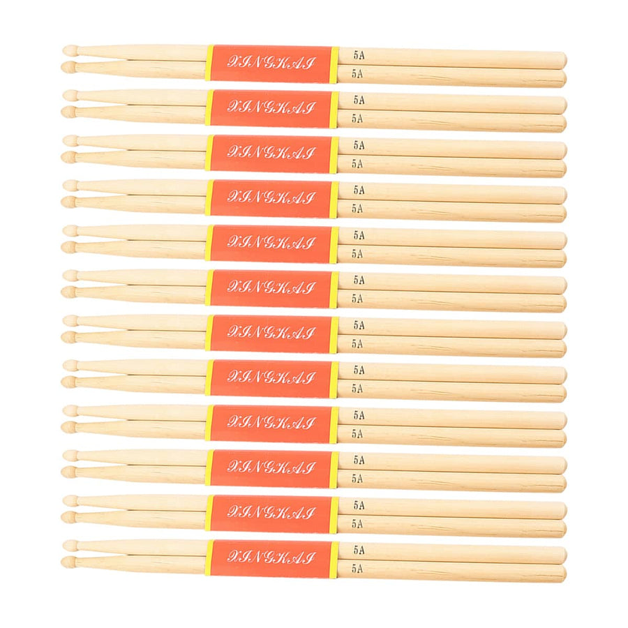 Maple Wood Drum Sticks, 12 Pairs - 5A