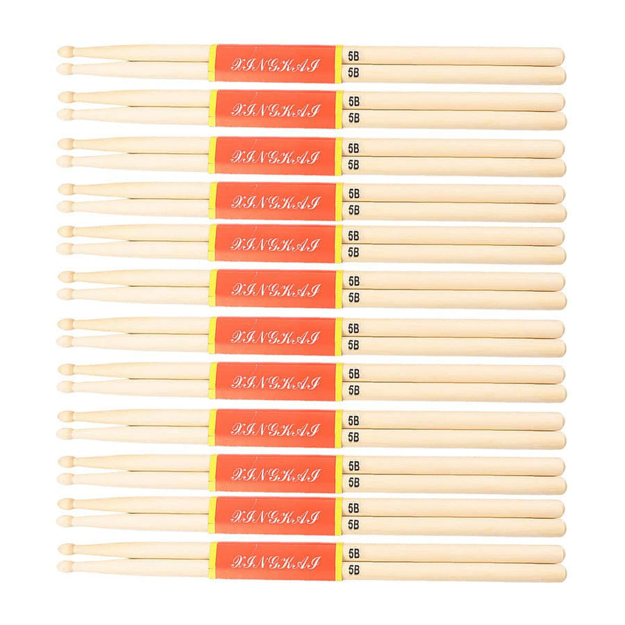 Maple Wood Drum Sticks, 12 Pairs - 5B