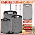 Marble-Look Chopping Board Set of 3 with Juice Grooves - Grey and Black