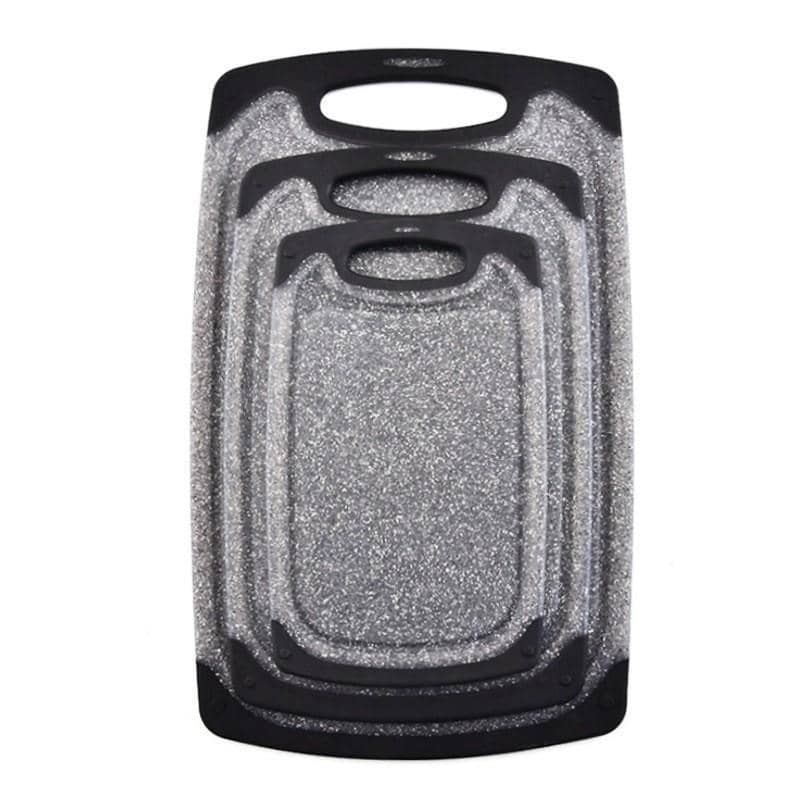 Marble-Look Chopping Board Set of 3 with Juice Grooves - Grey and Black - view 4