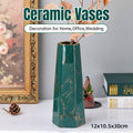 Marbled Ceramic Vase Simple Home Living Room Decor Flower Arrangement Piece - Green
