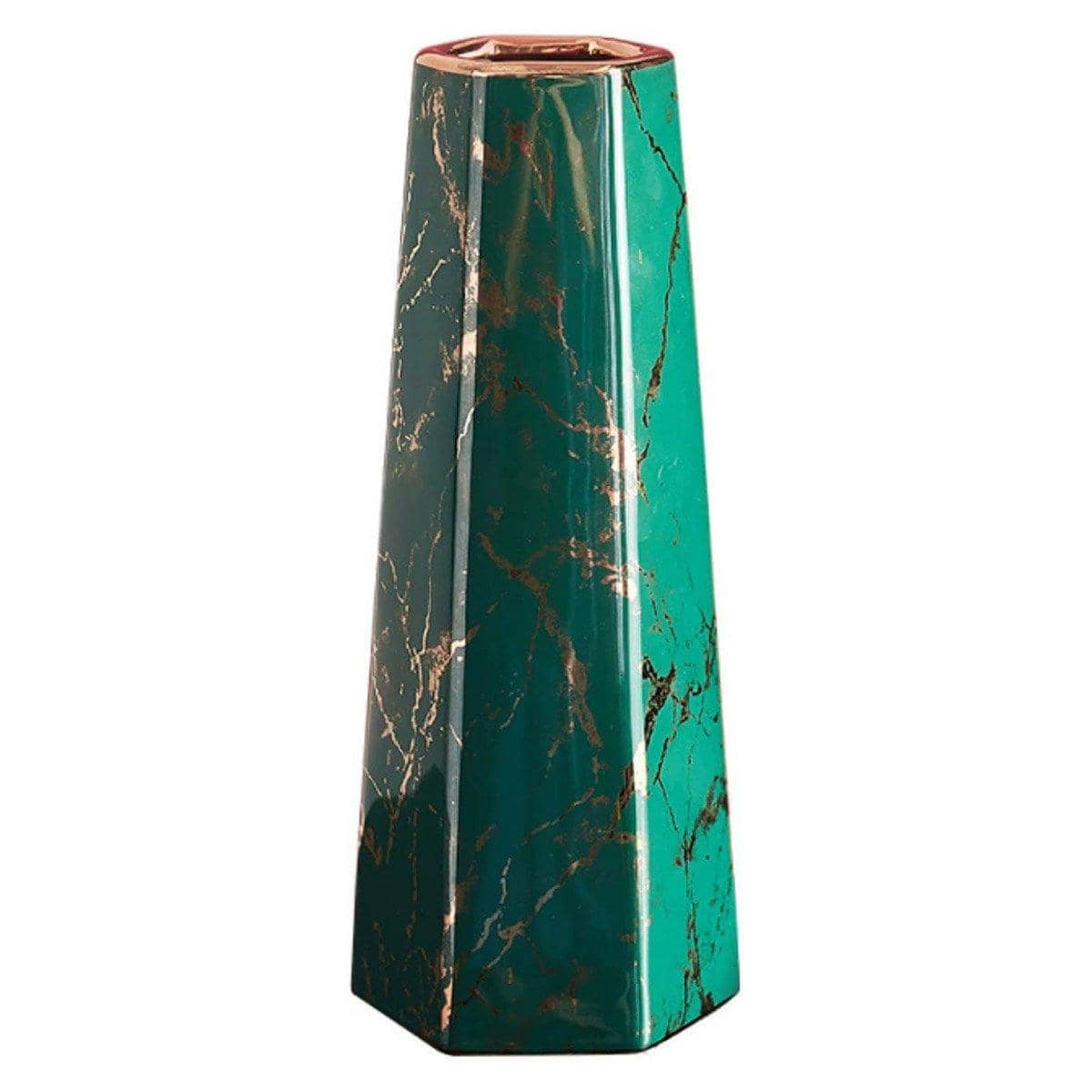 Marbled Ceramic Vase Simple Home Living Room Decor Flower Arrangement Piece - Green - view 2