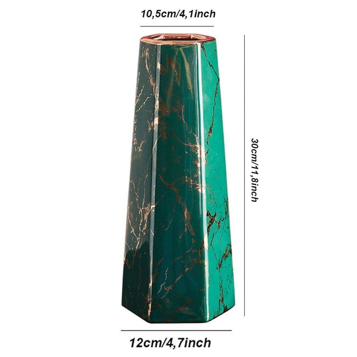 Marbled Ceramic Vase Simple Home Living Room Decor Flower Arrangement Piece - Green - view 3