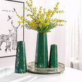 Marbled Ceramic Vase Simple Home Living Room Decor Flower Arrangement Piece - Green - view 4