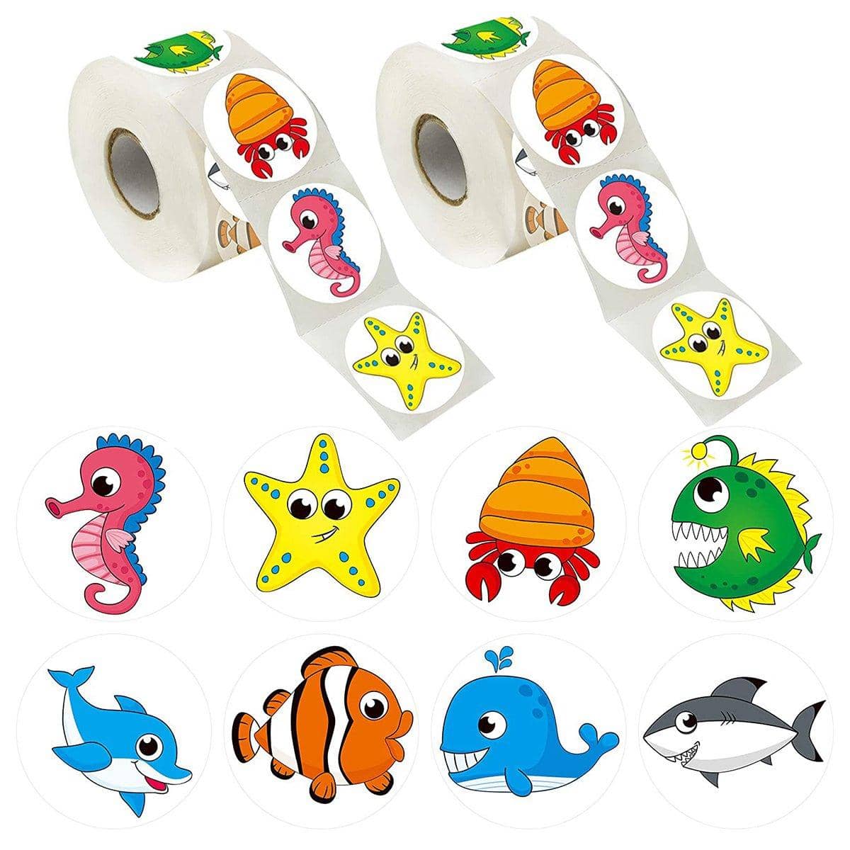 Marine Animal Thank You Stickers, 2 Rolls of 500 for Gift Labels - Marine Animal - view 3