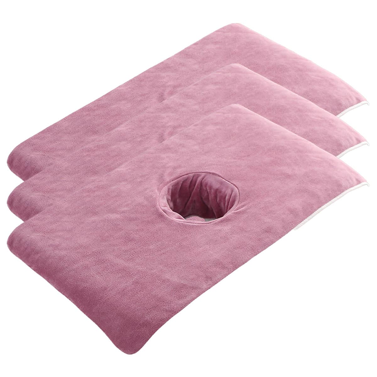 Massage Bed Face Hole Towels, Thick Microfibre, Set of 3 - Mauve Purple