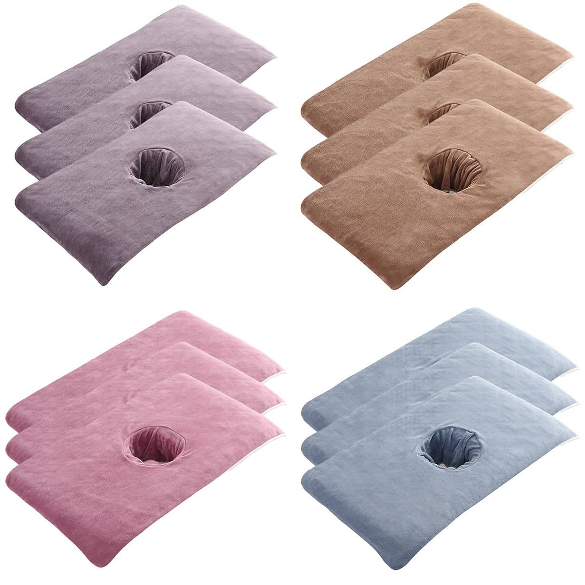 Massage Bed Face Hole Towels, Thick Microfibre, Set of 3 - Mauve Purple - view 3