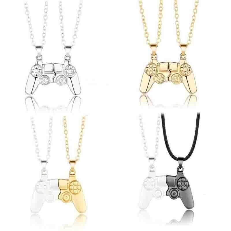 Matching Magnetic Controller Necklace Set for Couples - Silver and Black - view 3