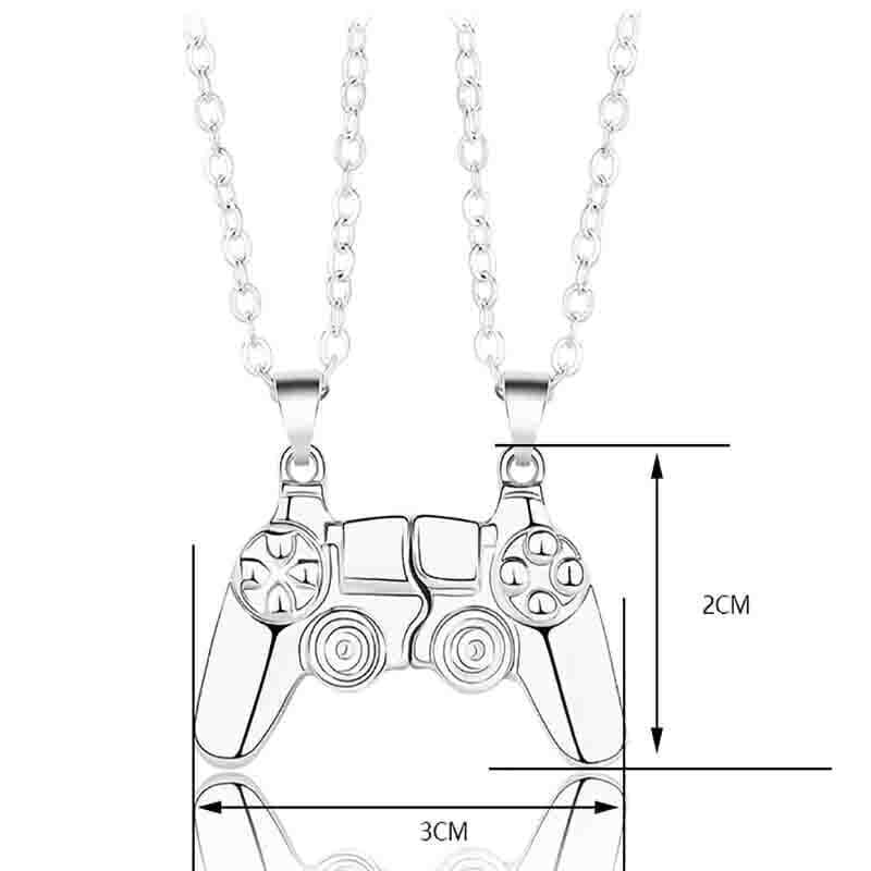 Matching Magnetic Controller Necklace Set for Couples - Silver and Black - view 4