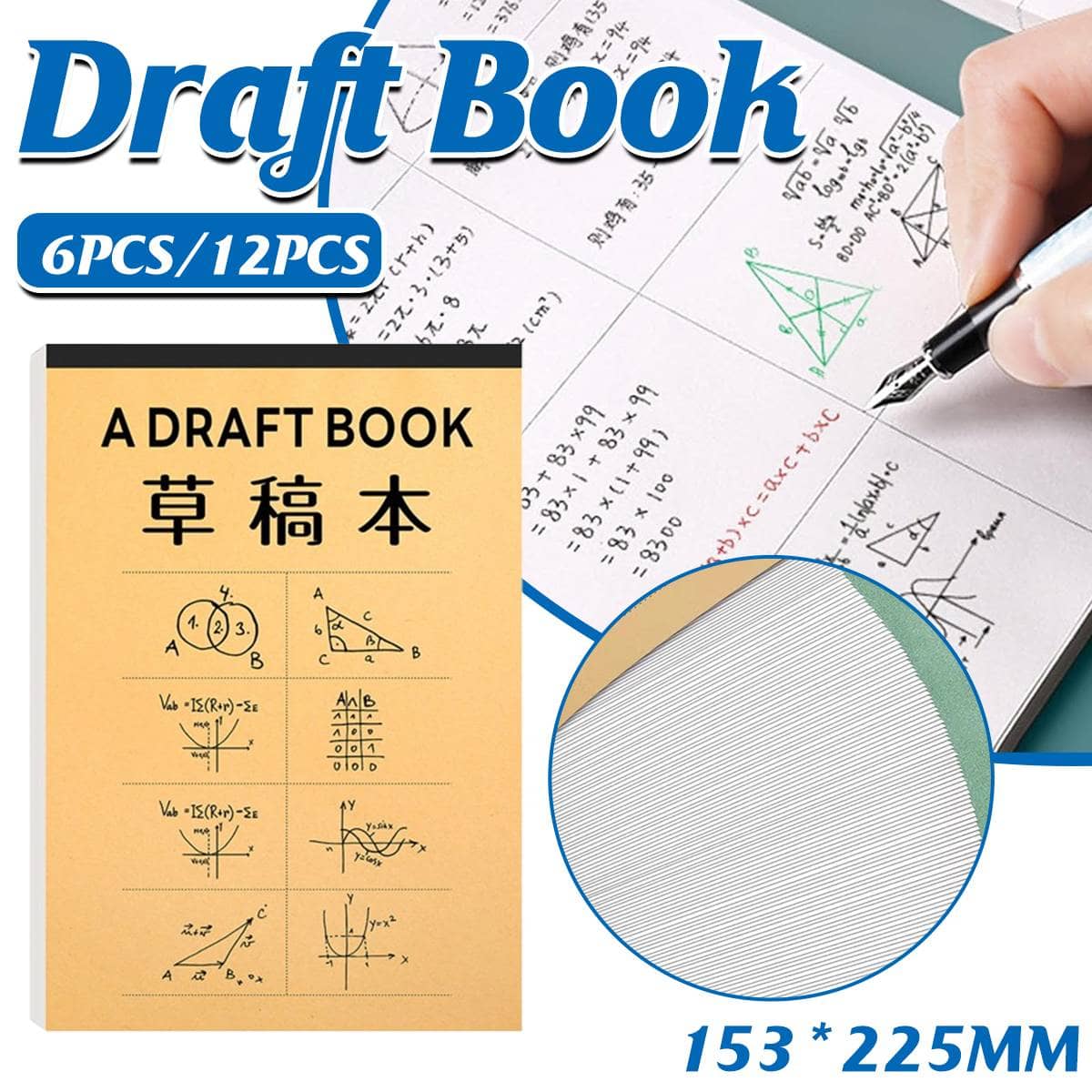 Maths Theme Draft Books, 153 x 225 mm - Pack of 12 - view 2