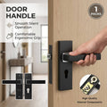 Matte Black Aluminium Alloy Lever Door Handle Lock Set