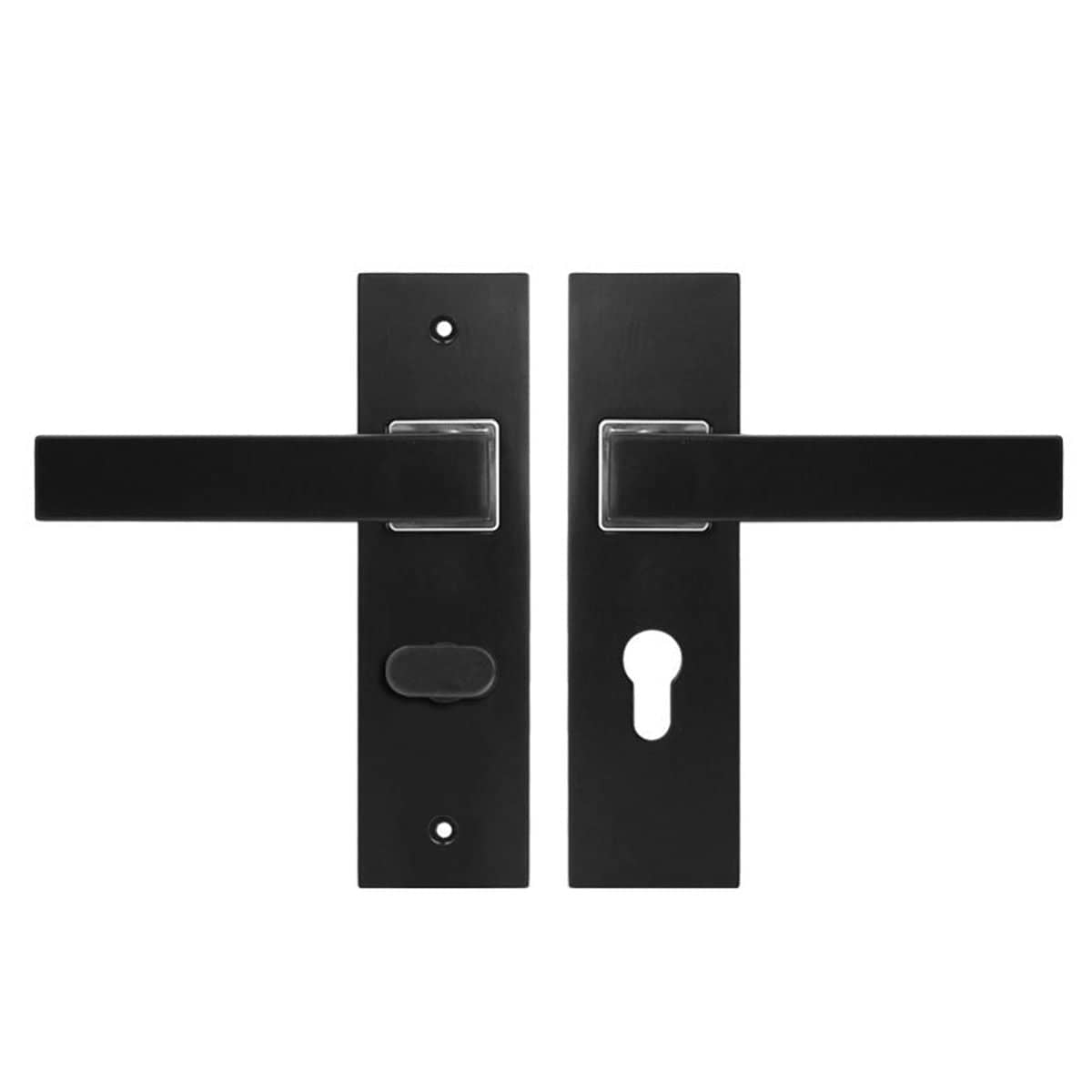 Matte Black Aluminium Alloy Lever Door Handle Lock Set - view 2