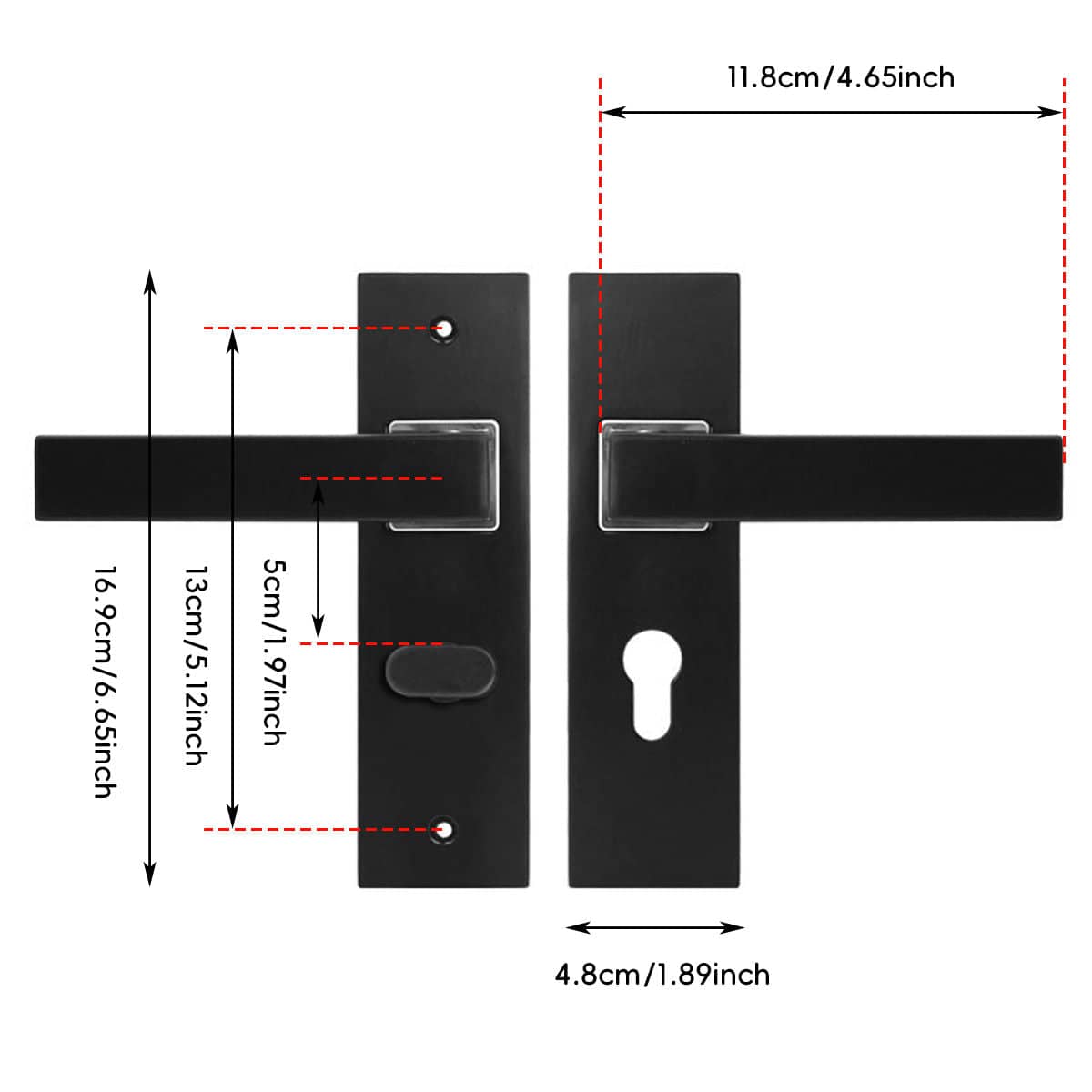 Matte Black Aluminium Alloy Lever Door Handle Lock Set - view 3