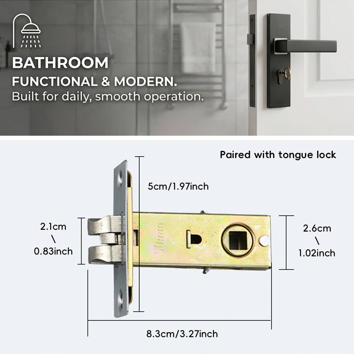 Matte Black Aluminium Alloy Lever Door Handle Lock Set - view 4