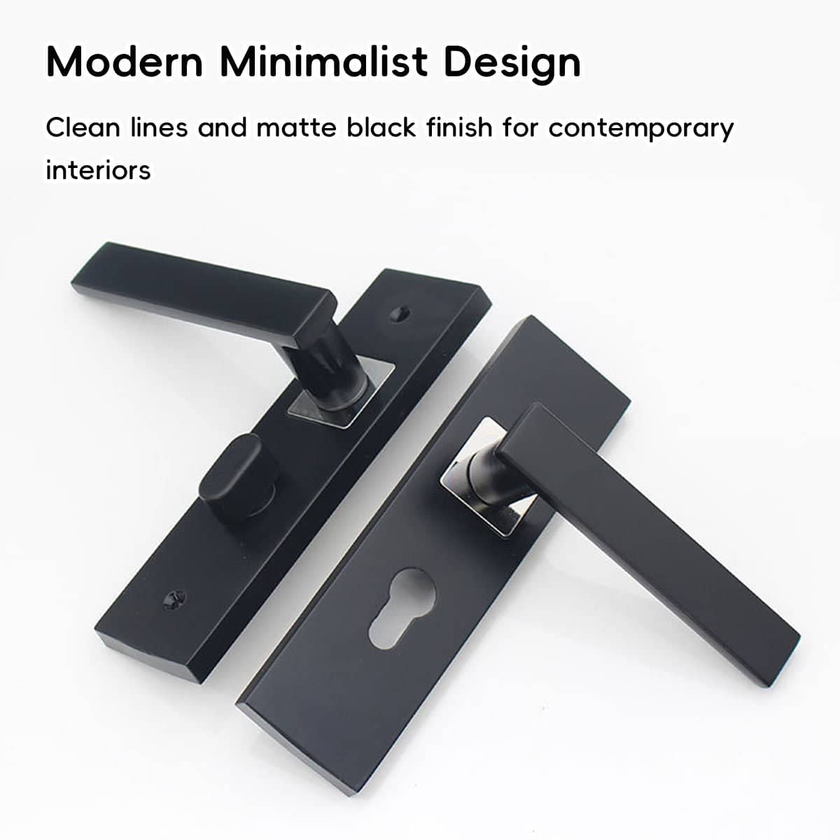 Matte Black Aluminium Alloy Lever Door Handle Lock Set - view 5