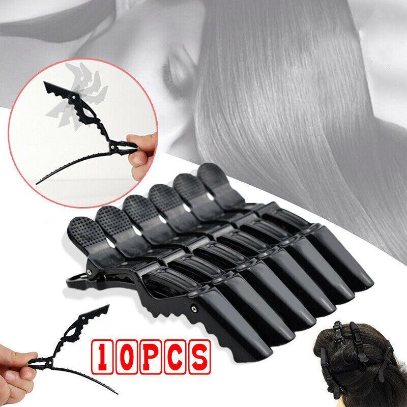 Matte Black Crocodile Hair Clips for Salon Sectioning - Pack of 10